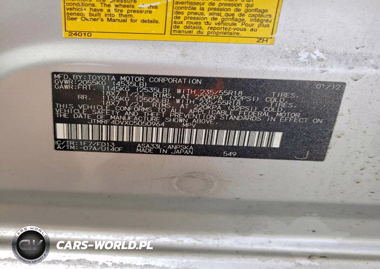 2012 Toyota Rav4 Sport VIN:JTMRF4DVXC5050964 - 12