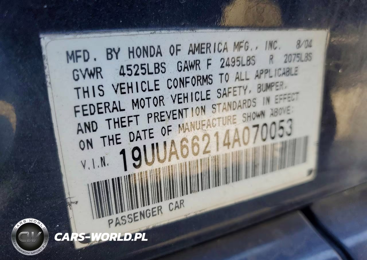 2004 Acura Tl VIN:19UUA66214A070053 - 12