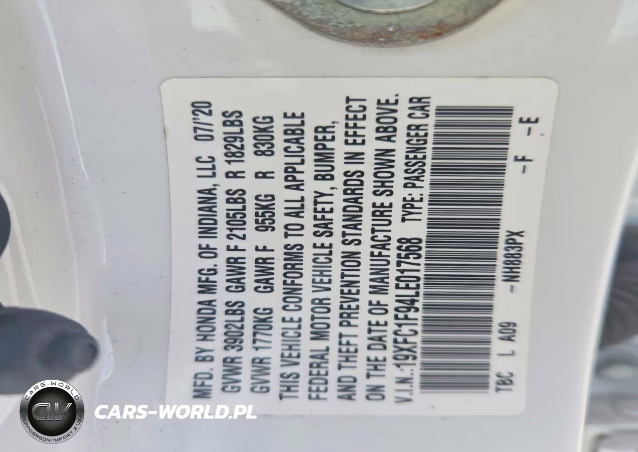2020 Honda Civic Touring VIN:19XFC1F94LE017568 - 12