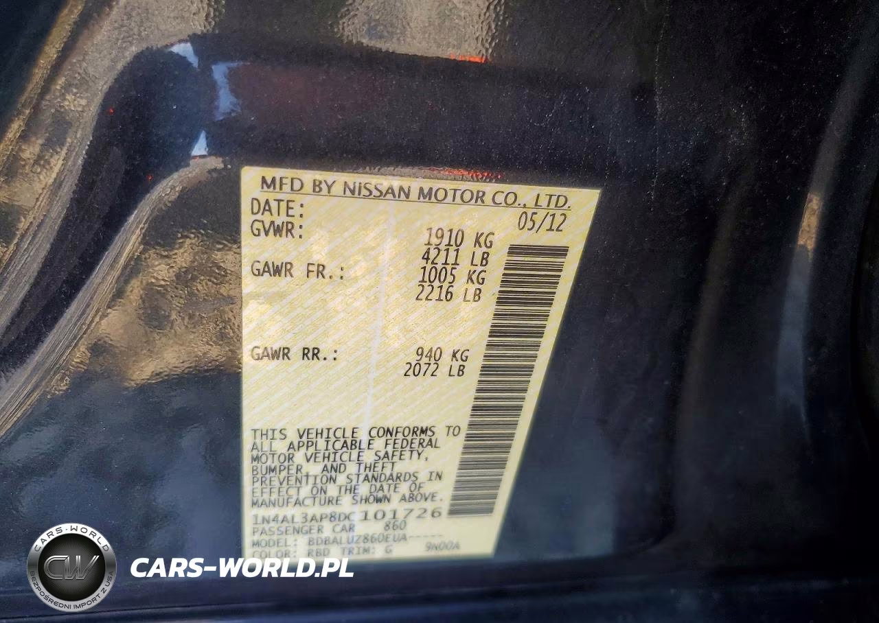 2013 Nissan Altima 2.5 VIN:1N4AL3AP8DC101726 - 12