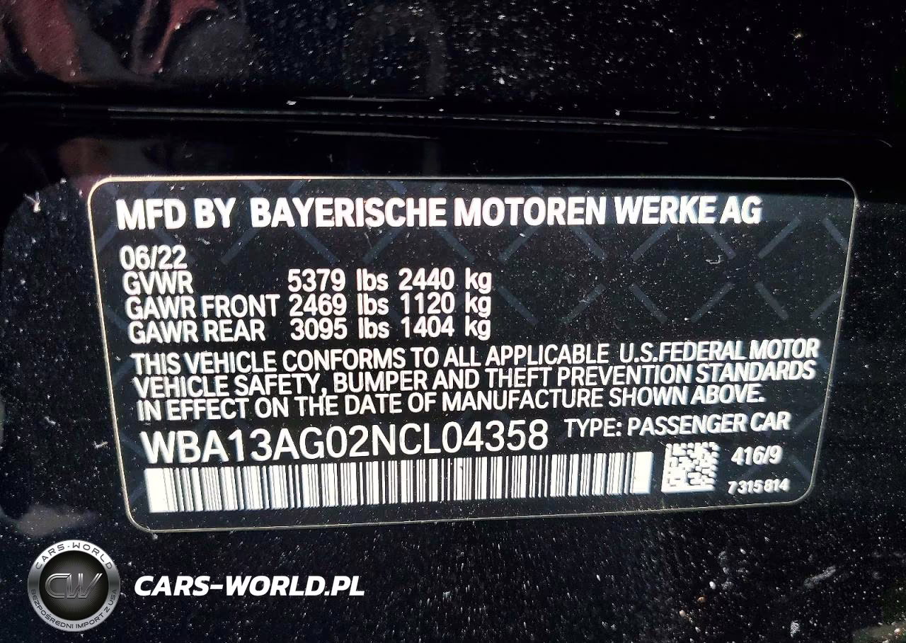 2022 BMW 530E VIN:WBA13AG02NCL04358 - 12
