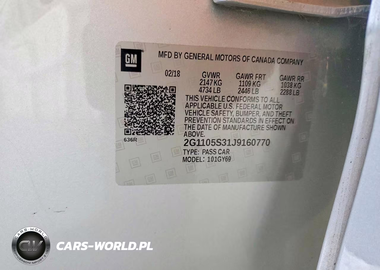 2018 Chevrolet Impala Lt VIN:2G1105S31J9160770 - 12