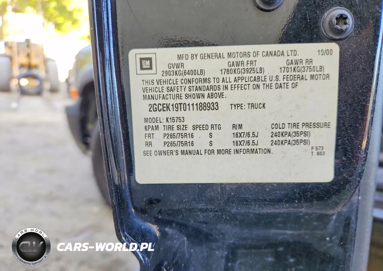 2001 Chevrolet Silverado K1500 VIN:2GCEK19T011188933 - 12