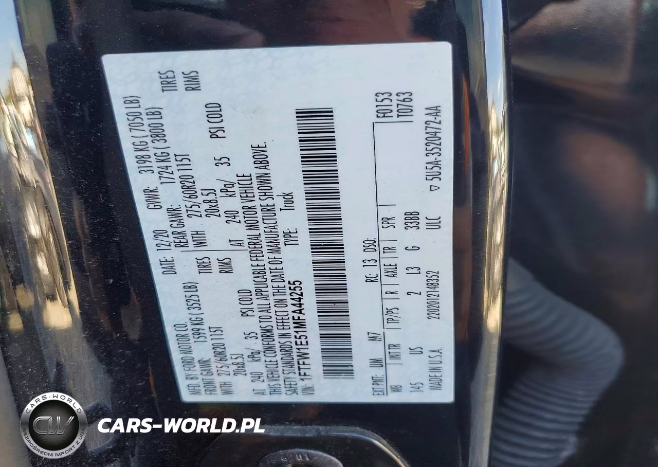 2021 Ford F150 Supercrew VIN:1FTFW1E51MFA44255 - 12