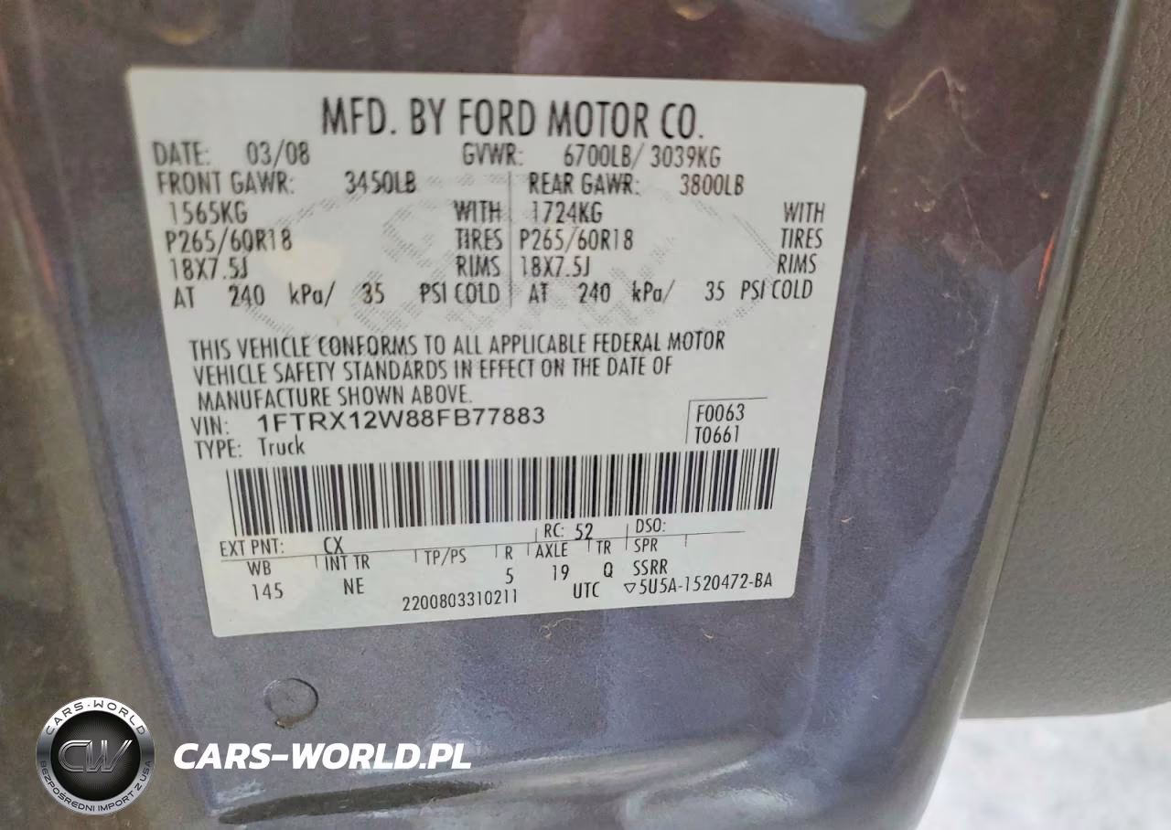 2008 Ford F150 VIN:1FTRX12W88FB77883 - 12
