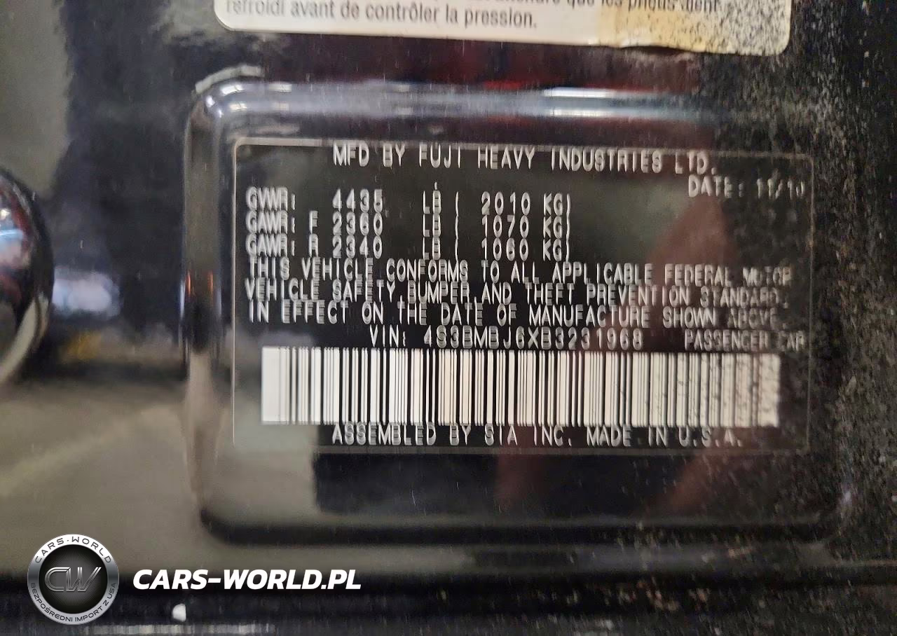 2011 Subaru Legacy 2.5I Limited VIN:4S3BMBJ6XB3231968 - 12