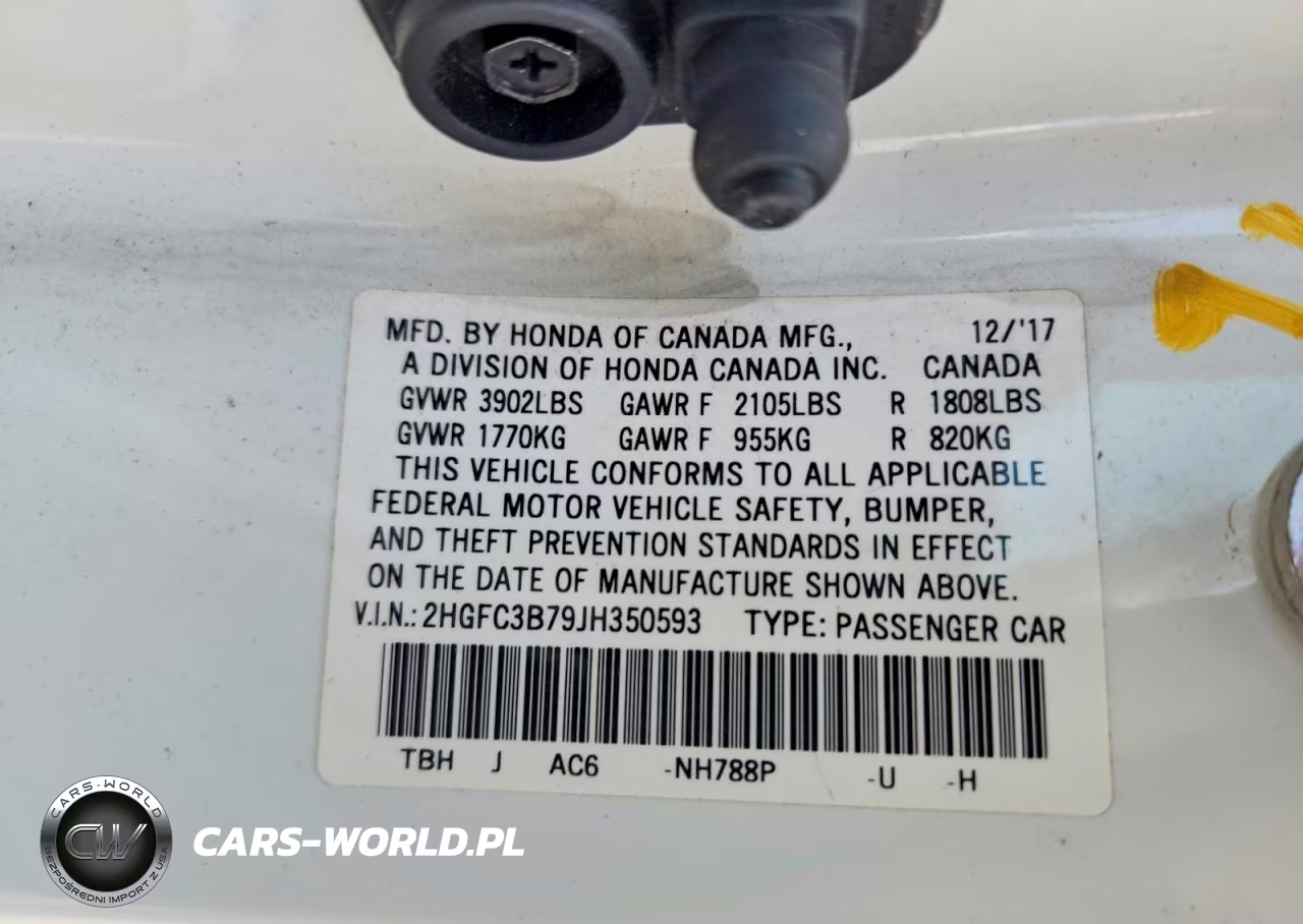 2018 Honda Civic Exl VIN:2HGFC3B79JH350593 - 12