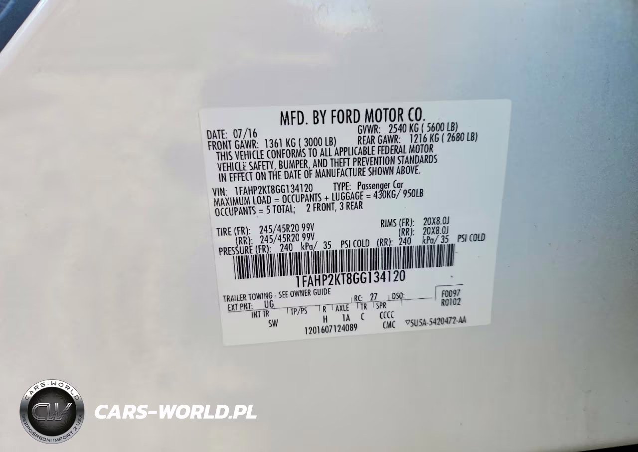 2016 Ford Taurus Sho VIN:1FAHP2KT8GG134120 - 12