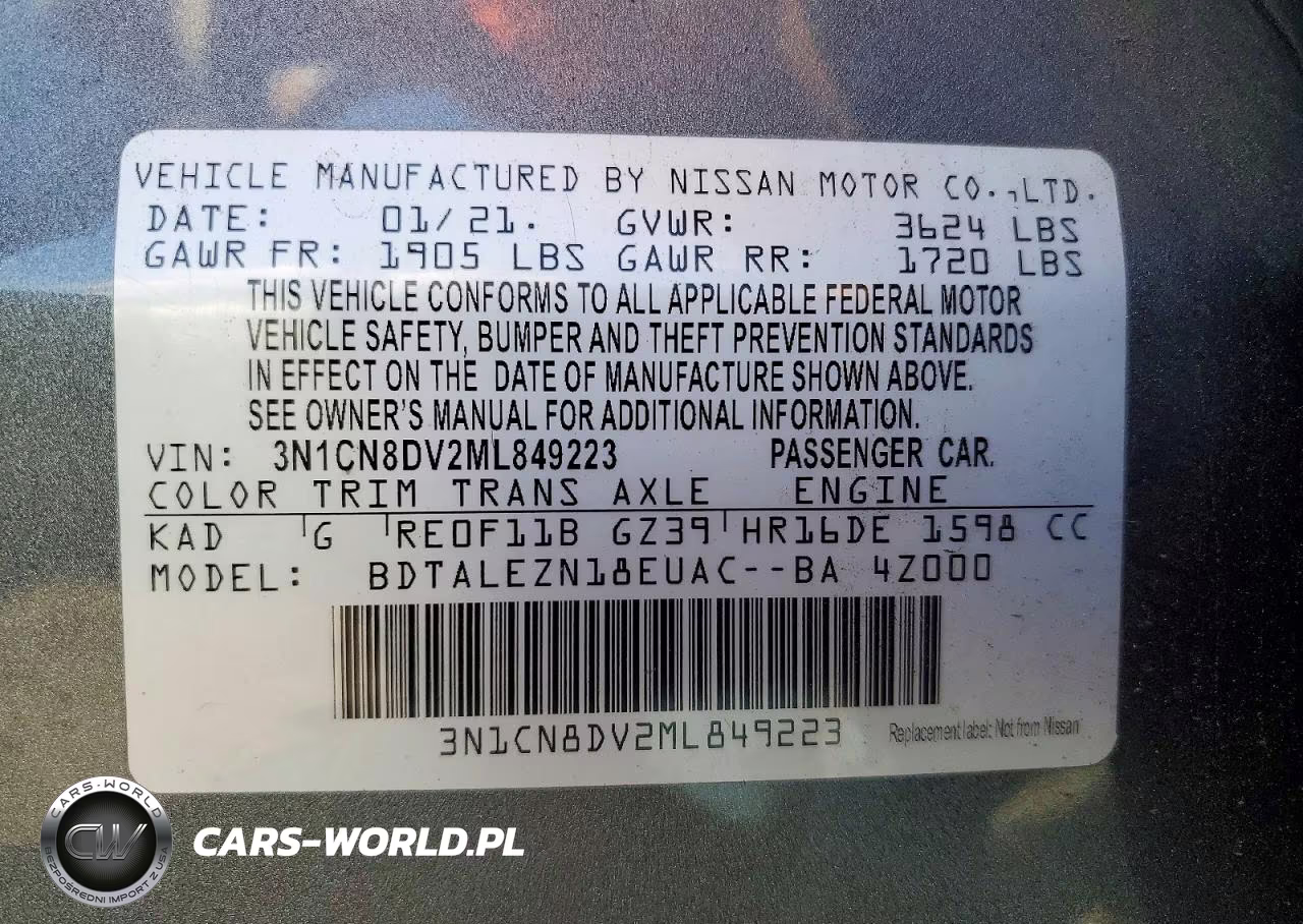 2021 Nissan Versa S VIN:3N1CN8DV2ML849223 - 13
