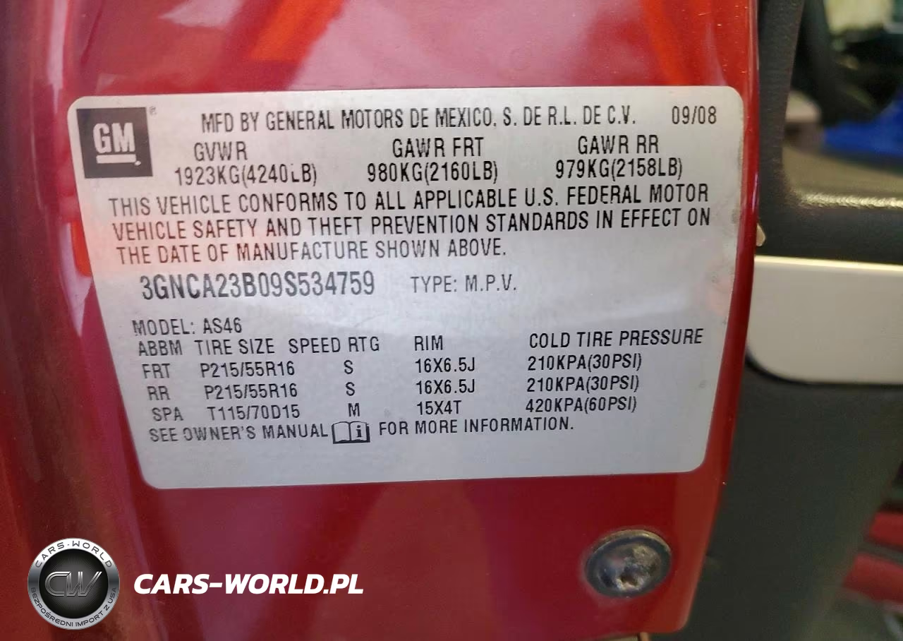2009 Chevrolet Hhr Lt VIN:3GNCA23B09S534759 - 13
