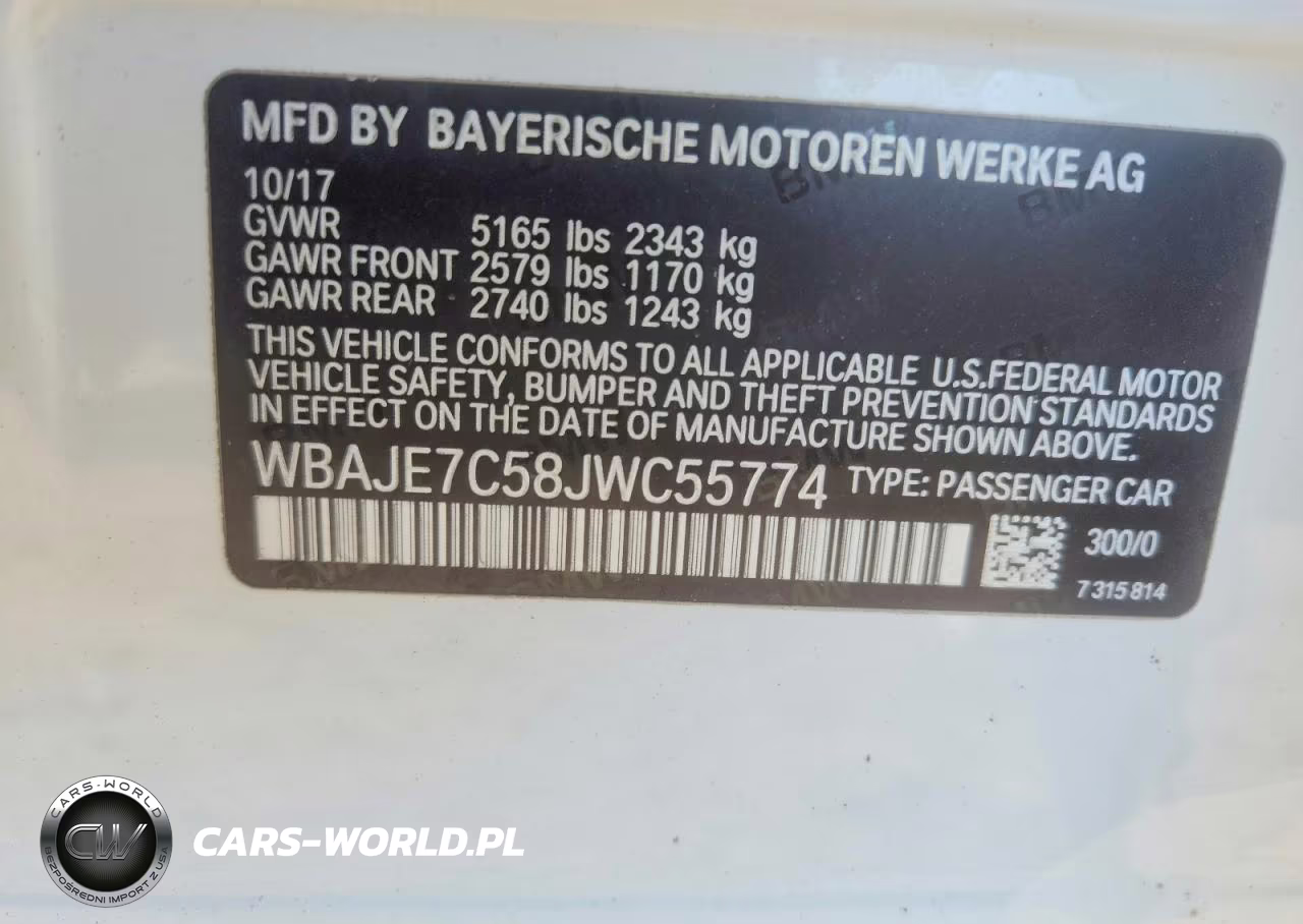 2018 BMW 540 Xi VIN:WBAJE7C58JWC55774 - 13