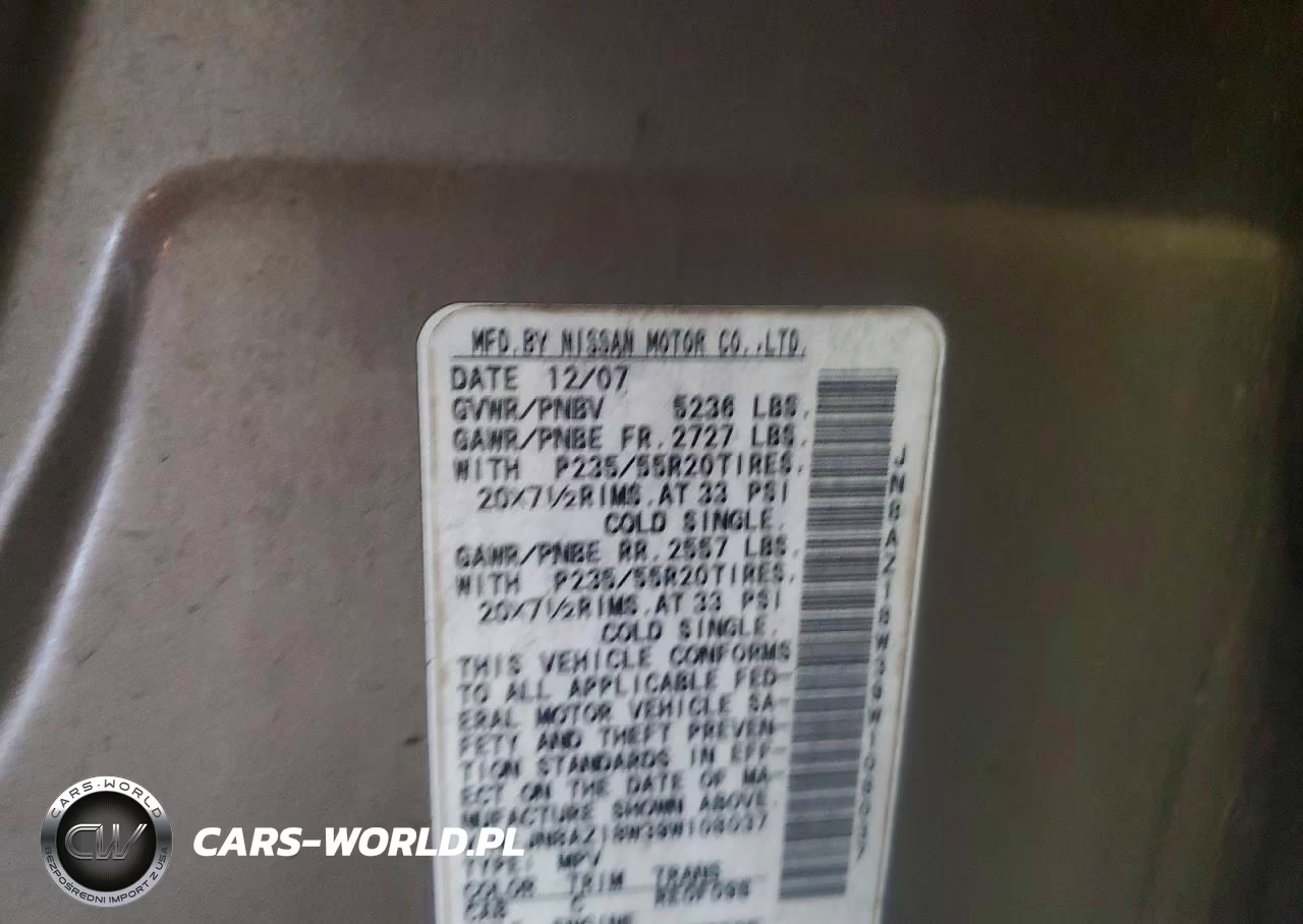 2009 Nissan Murano S VIN:JN8AZ18W39W108037 - 12