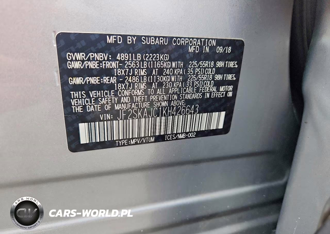2019 Subaru Forester Sport VIN:JF2SKAJC1KH426643 - 12