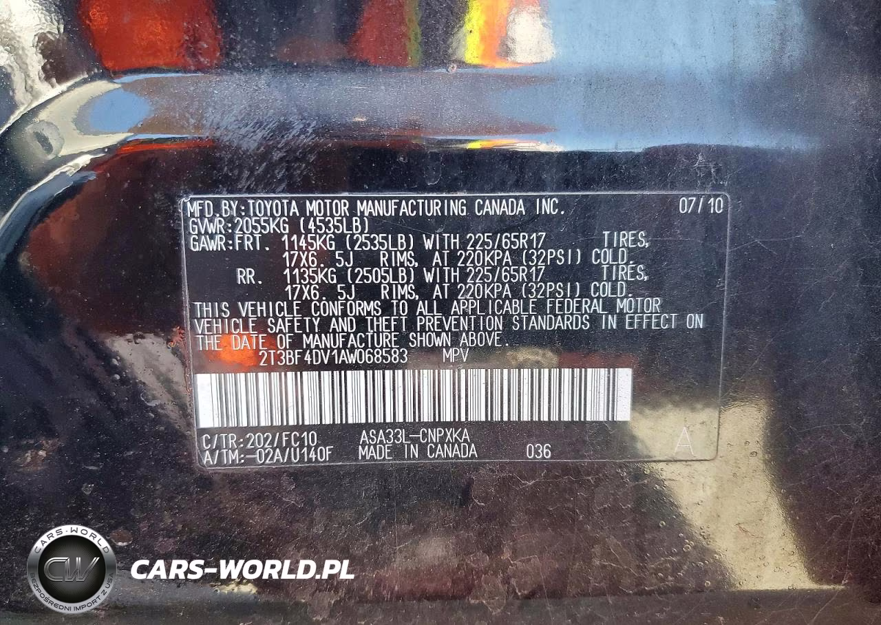 2010 Toyota Rav4 Base VIN:2T3BF4DV1AW068583 - 13