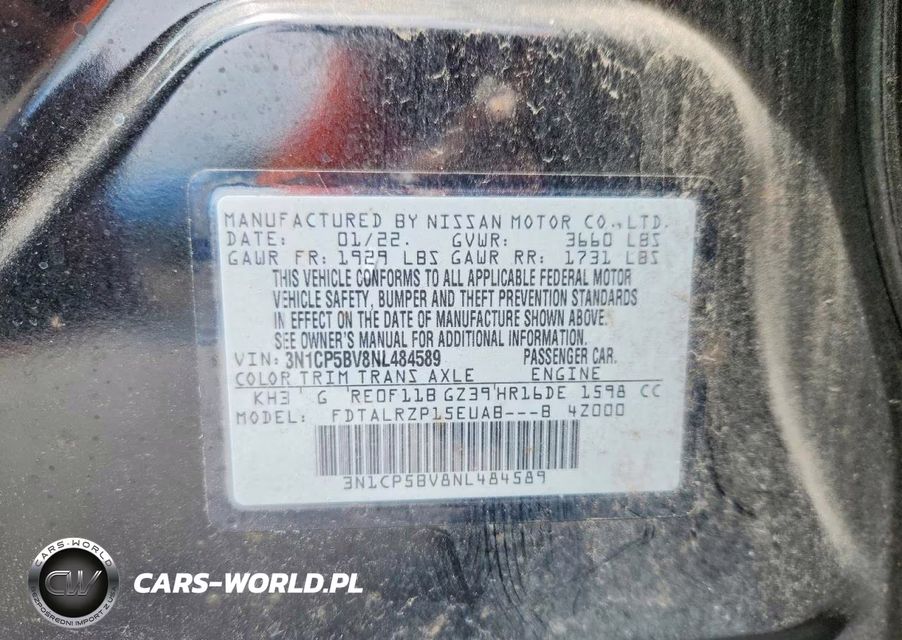 2022 Nissan Kicks S VIN:3N1CP5BV8NL484589 - 12