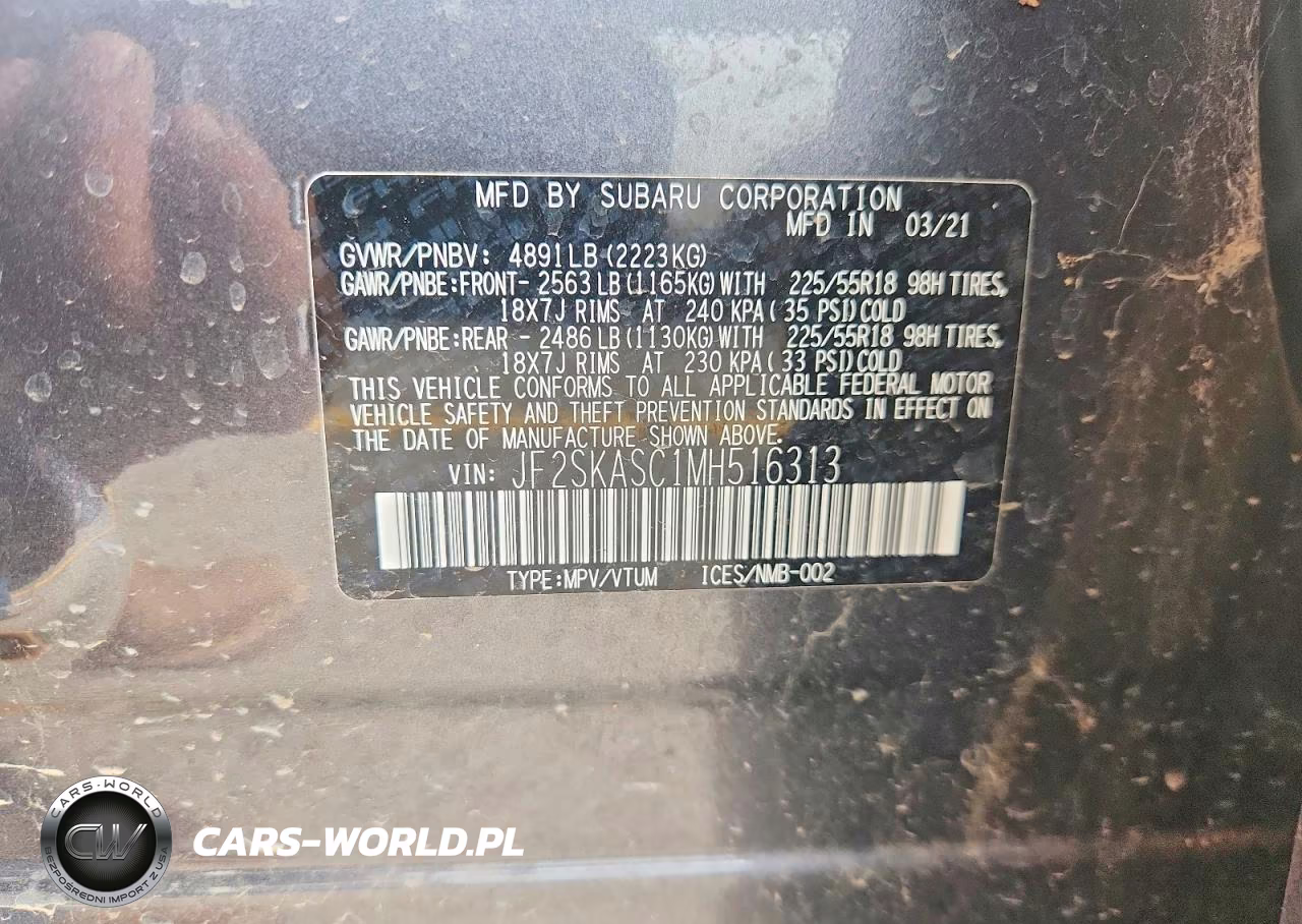 2021 Subaru Forester Limited VIN:JF2SKASC1MH516313 - 13