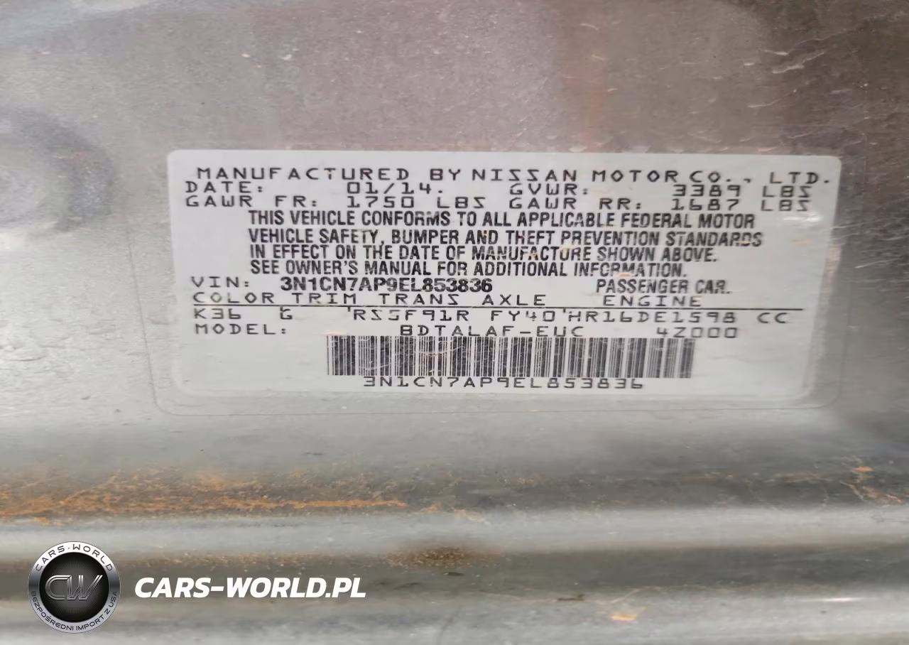 2014 Nissan Versa 1.6 S VIN:3N1CN7AP9EL853836 - 12