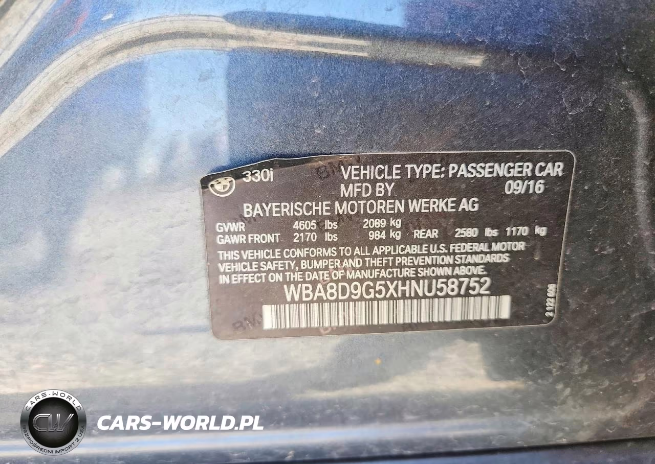 2017 BMW 330 Xi VIN:WBA8D9G5XHNU58752 - 12