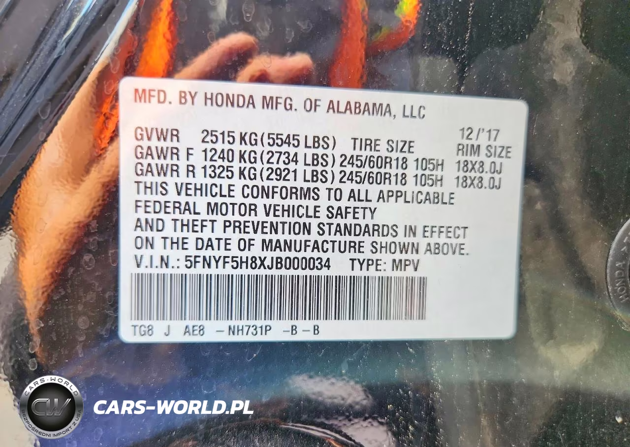 2018 Honda Pilot Exl VIN:5FNYF5H8XJB000034 - 13