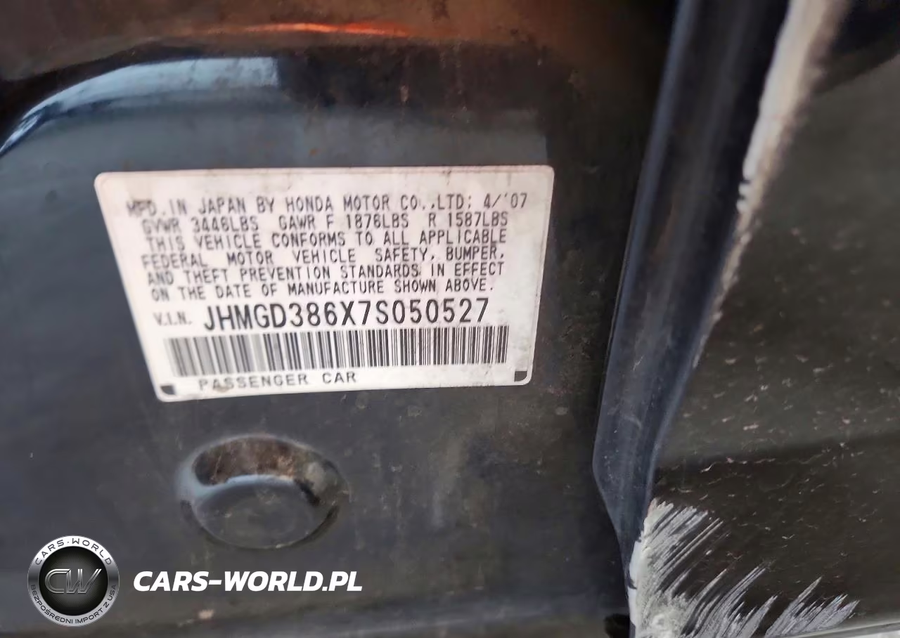 2007 Honda Fit S VIN:JHMGD386X7S050527 - 12