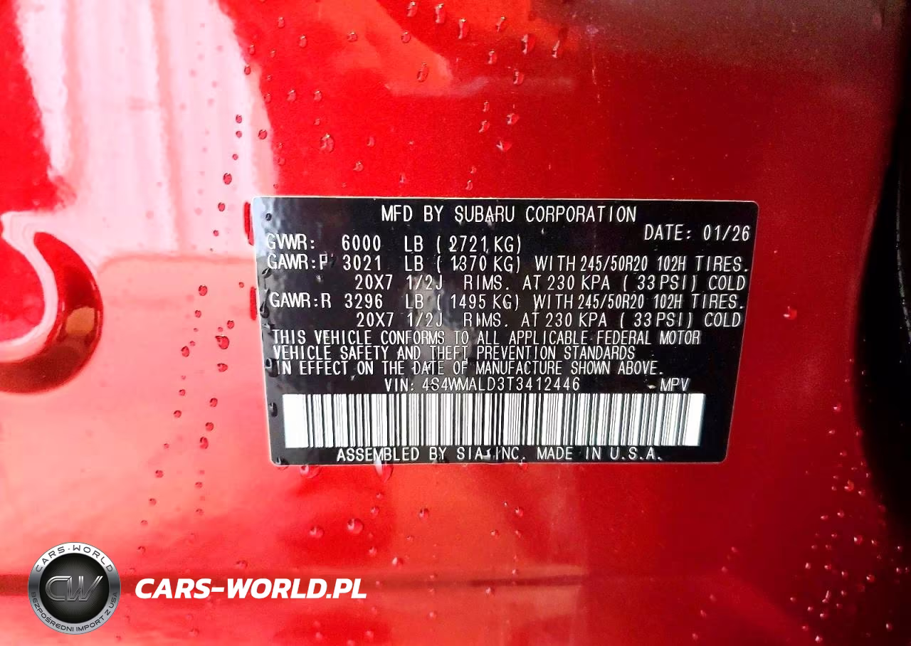 2026 Subaru Ascent Onyx Touring VIN:4S4WMALD3T3412446 - 14