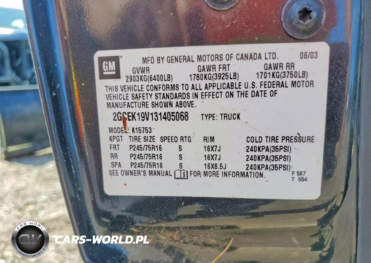 2003 Chevrolet Silverado K1500 VIN:2GCEK19V131405068 - 12