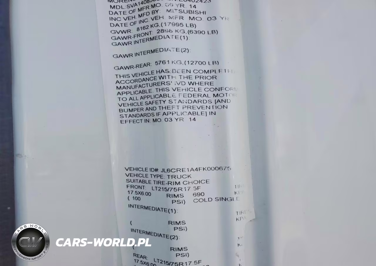 2015 Mitsubishi Fuso Truck Of America Inc Fe Fec92S VIN:JL6CRE1A4FK000675 - 12