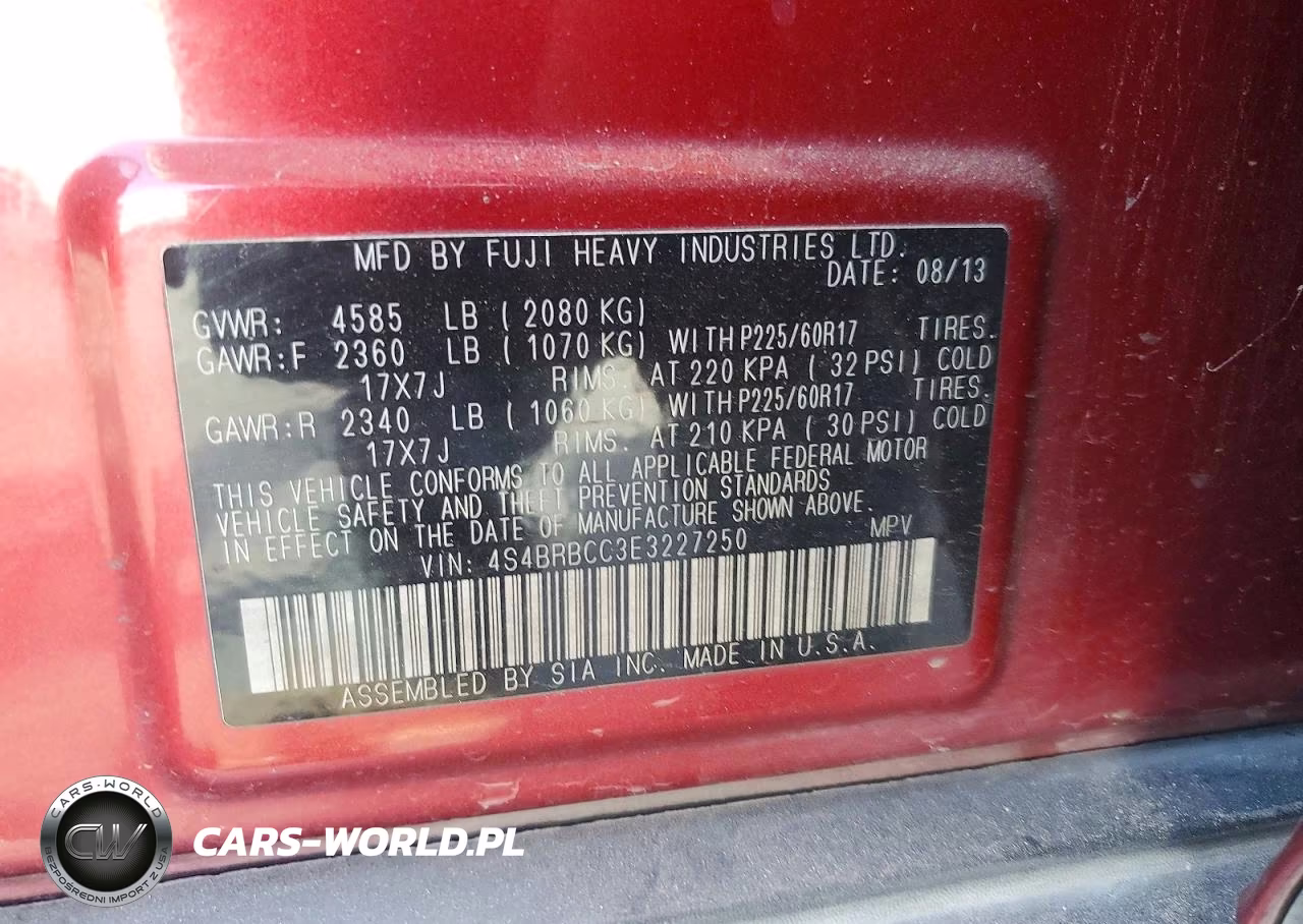 2014 Subaru Outback 2.5I Premium VIN:4S4BRBCC3E3227250 - 12