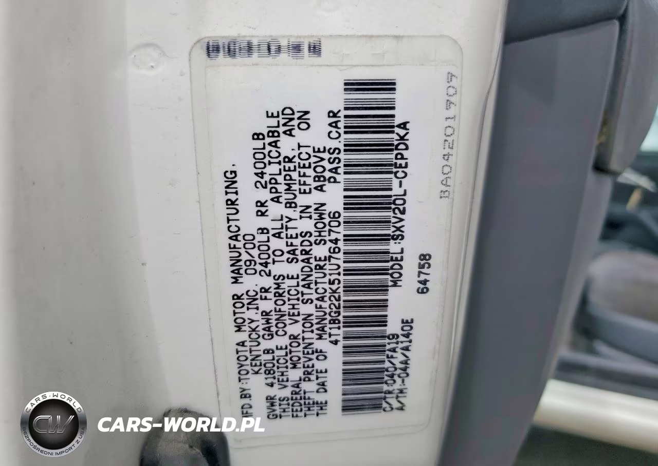 2001 Toyota Camry Ce VIN:4T1BG22K51U764706 - 12
