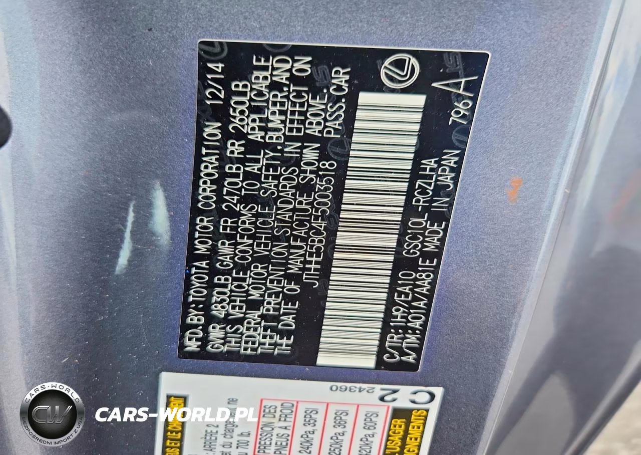 2015 Lexus Rc 350 VIN:JTHHE5BC4F5003518 - 12