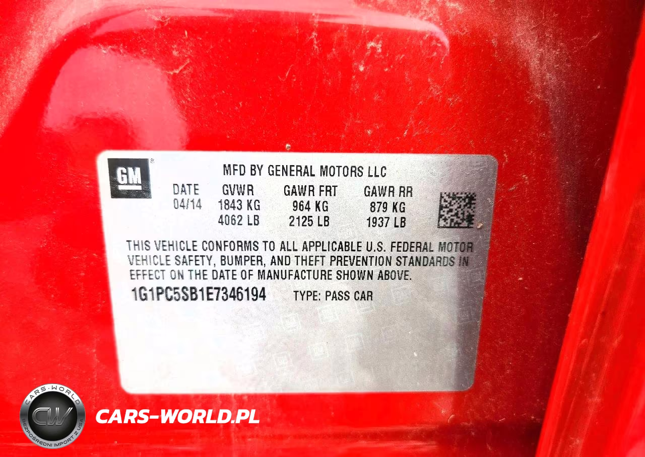 2014 Chevrolet Cruze Lt VIN:1G1PC5SB1E7346194 - 12