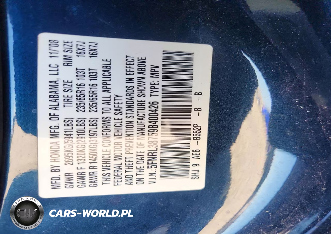 2009 Honda Odyssey Exl VIN:5FNRL38759B400426 - 12