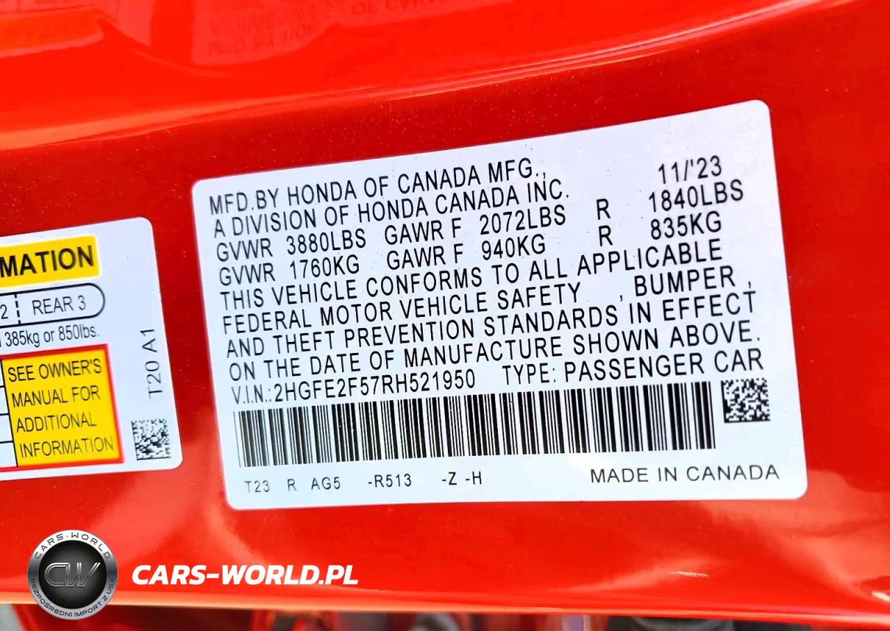 2024 Honda Civic Sport VIN:2HGFE2F57RH521950 - 13
