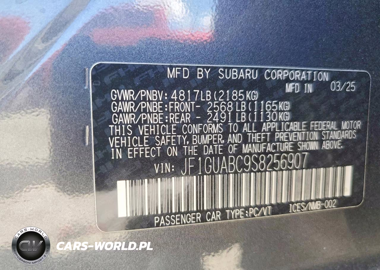 2025 Subaru Impreza VIN:JF1GUABC9S8256907 - 13