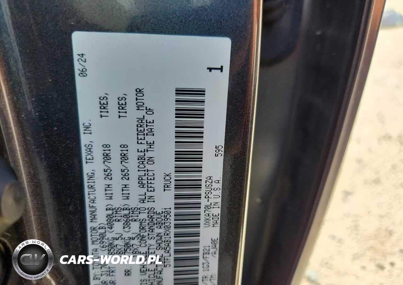 2024 Toyota Tundra Sr5 VIN:5TFLA5AB1RX039501 - 12