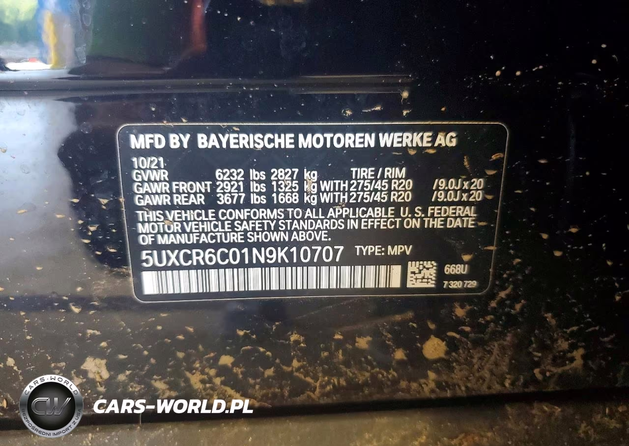 2022 BMW X5 VIN:5UXCR6C01N9K10707 - 13