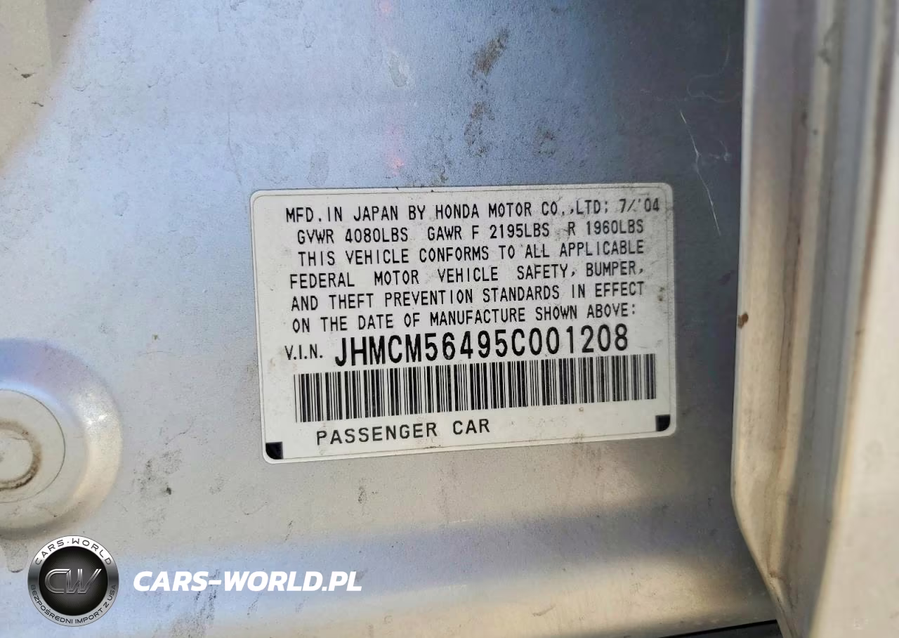 2005 Honda Accord Lx VIN:JHMCM56495C001208 - 12