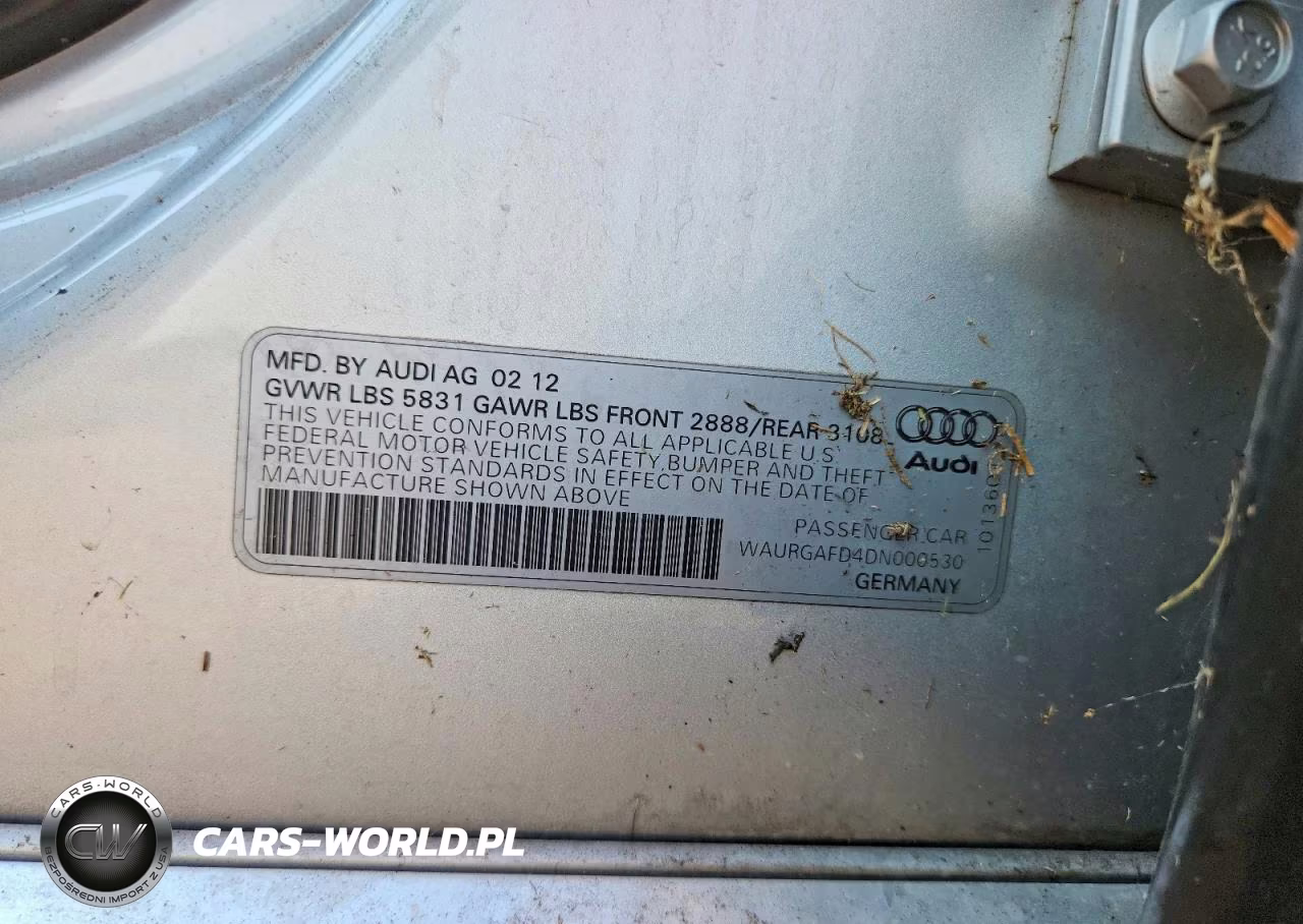 2013 Audi A8 L Quattro VIN:WAURGAFD4DN000530 - 12