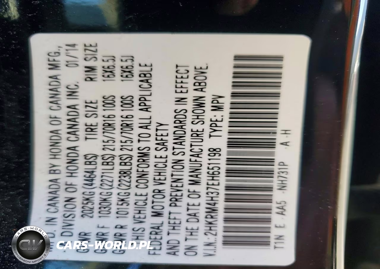 2014 Honda Cr-V Lx VIN:2HKRM4H37EH651198 - 12