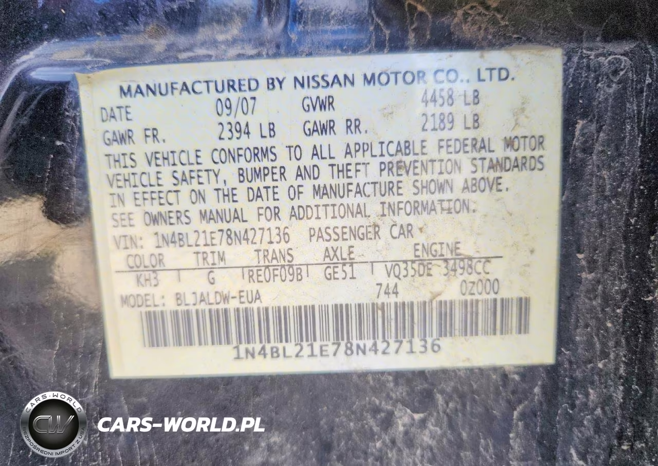 2008 Nissan Altima 3.5 Se VIN:1N4BL21E78N427136 - 13
