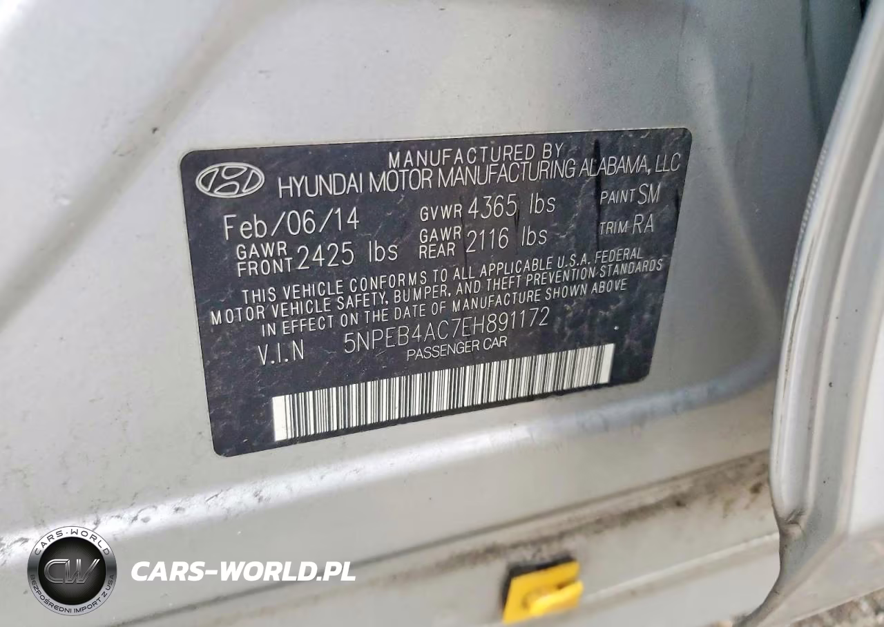2014 Hyundai Sonata Gls VIN:5NPEB4AC7EH891172 - 12