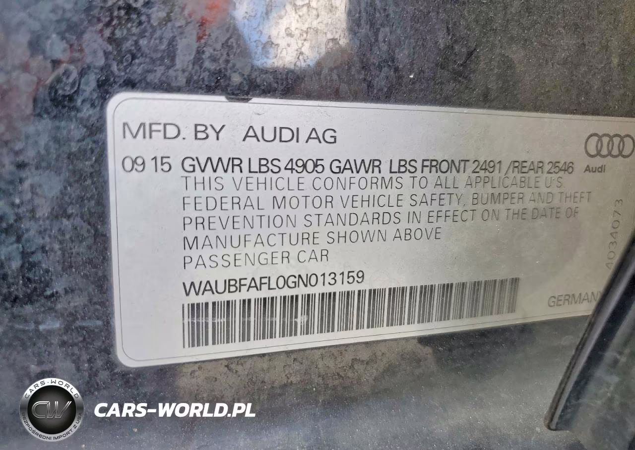 2016 Audi A4 Premium S-Line VIN:WAUBFAFL0GN013159 - 12