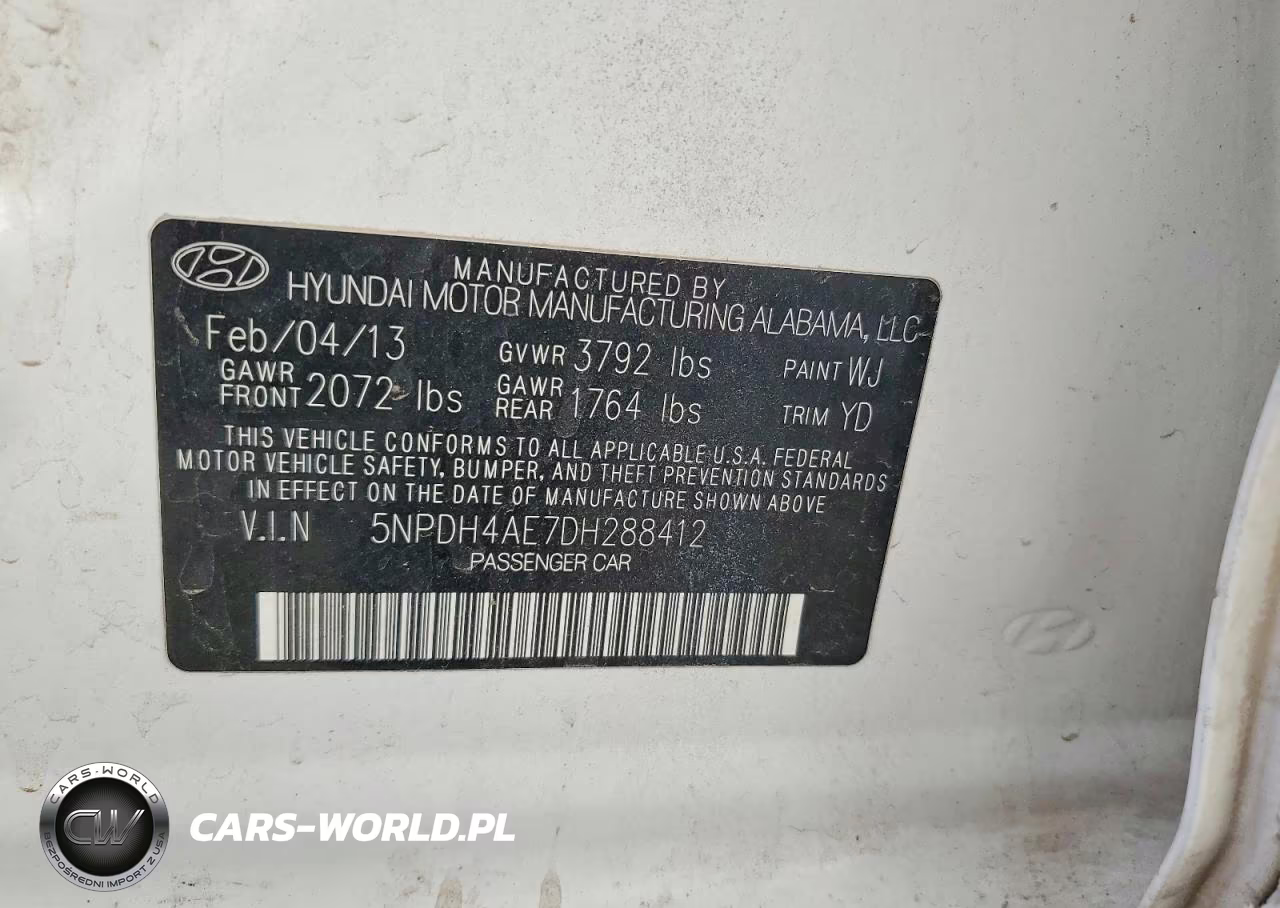 2013 Hyundai Elantra Gls VIN:5NPDH4AE7DH288412 - 12