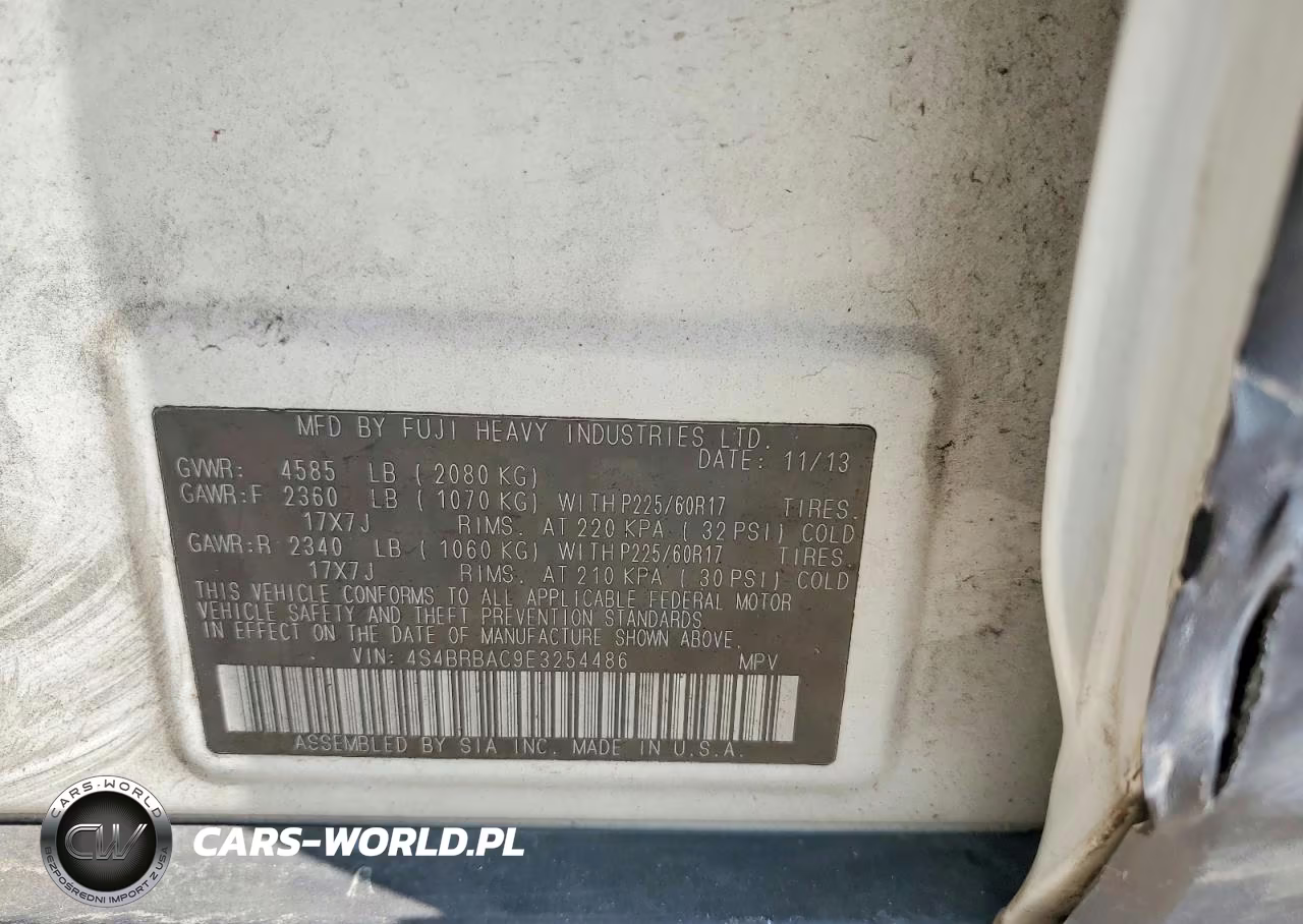 2014 Subaru Outback 2.5I VIN:4S4BRBAC9E3254486 - 13