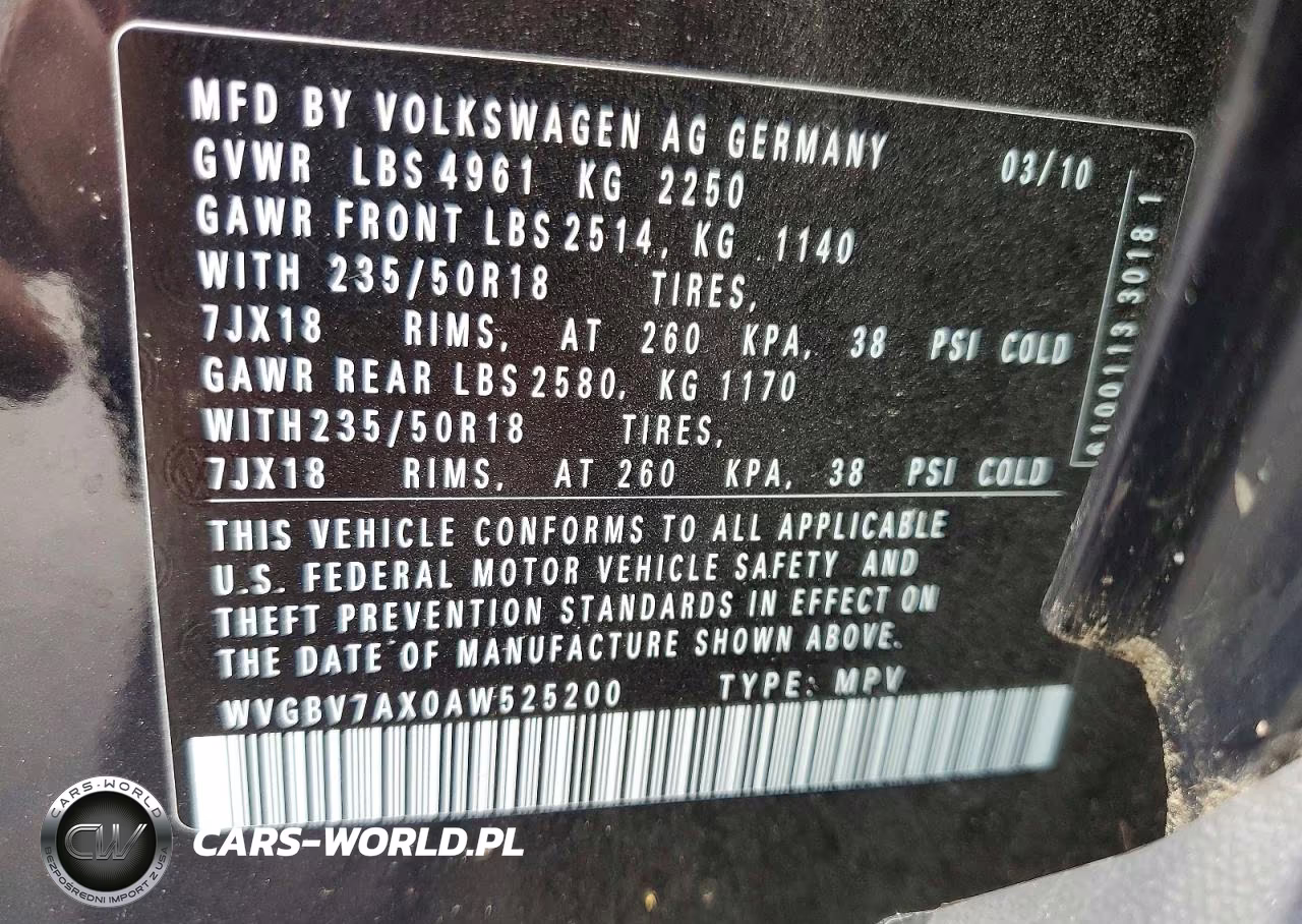 2010 Volkswagen Tiguan Se VIN:WVGBV7AX0AW525200 - 12