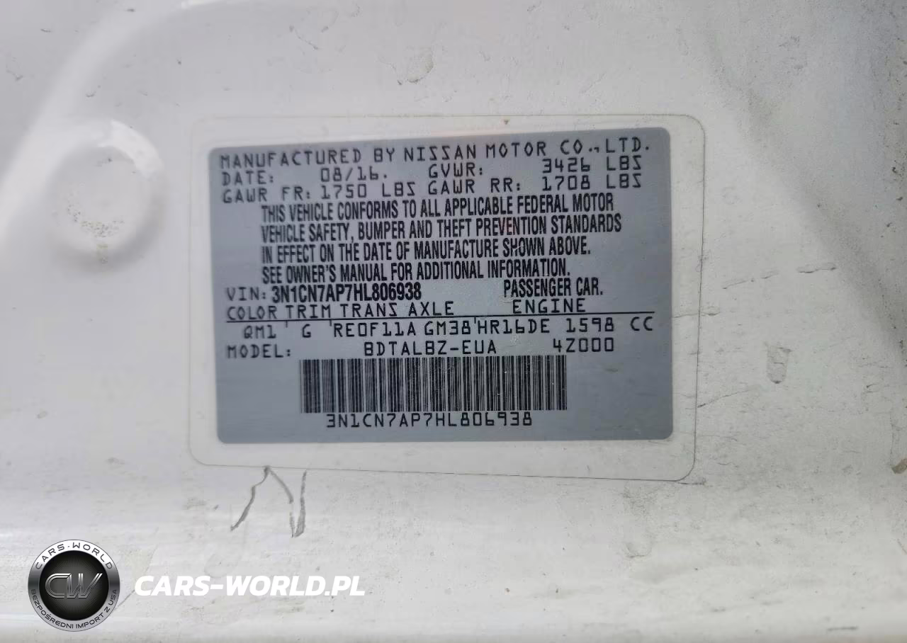 2017 Nissan Versa 1.6 Sv VIN:3N1CN7AP7HL806938 - 13