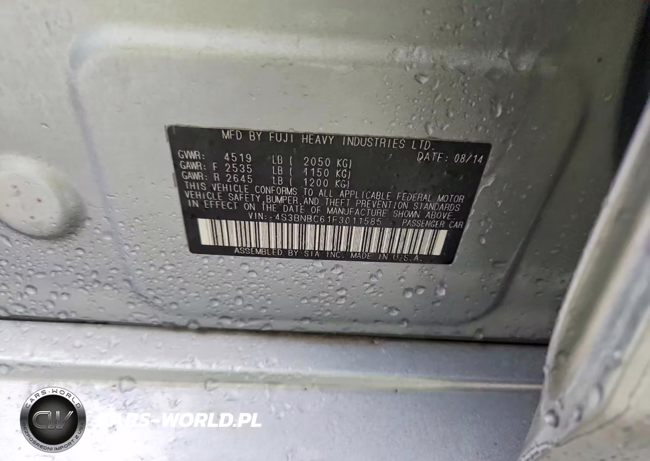2015 Subaru Legacy 2.5I Premium VIN:4S3BNBC61F3011585 - 12