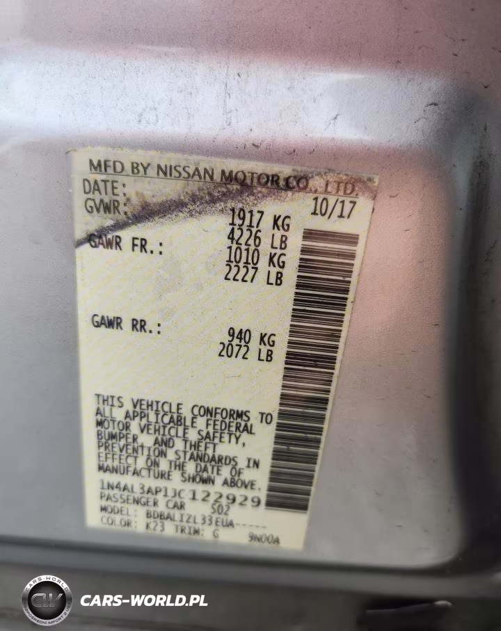 2018 Nissan Altima 2.5 Sv VIN:1N4AL3AP1JC122929 - 12