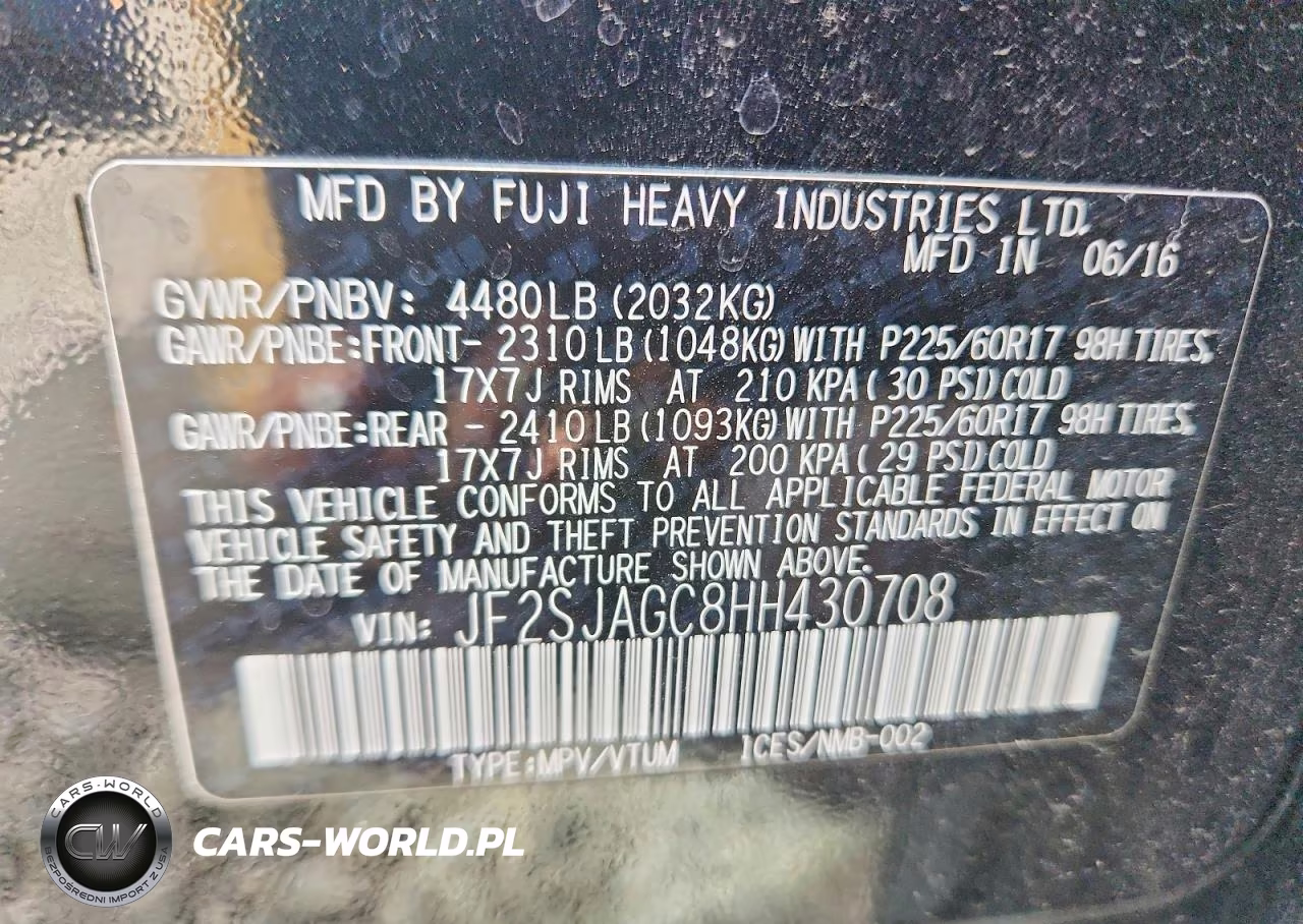 2017 Subaru Forester 2.5I Premium VIN:JF2SJAGC8HH430708 - 13