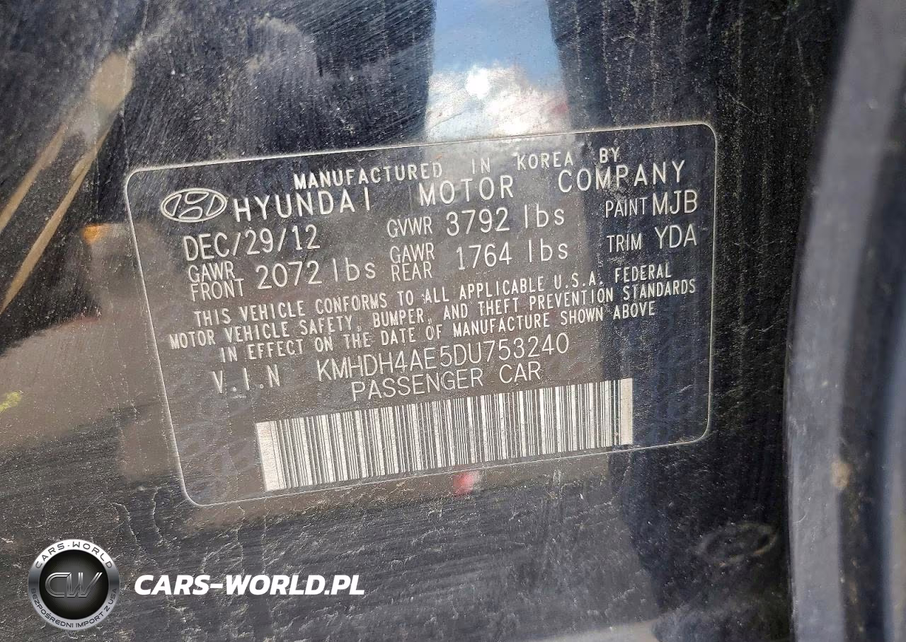 2013 Hyundai Elantra Gls VIN:KMHDH4AE5DU753240 - 12